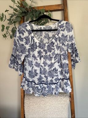 Fever White Blouse with Navy Floral Print